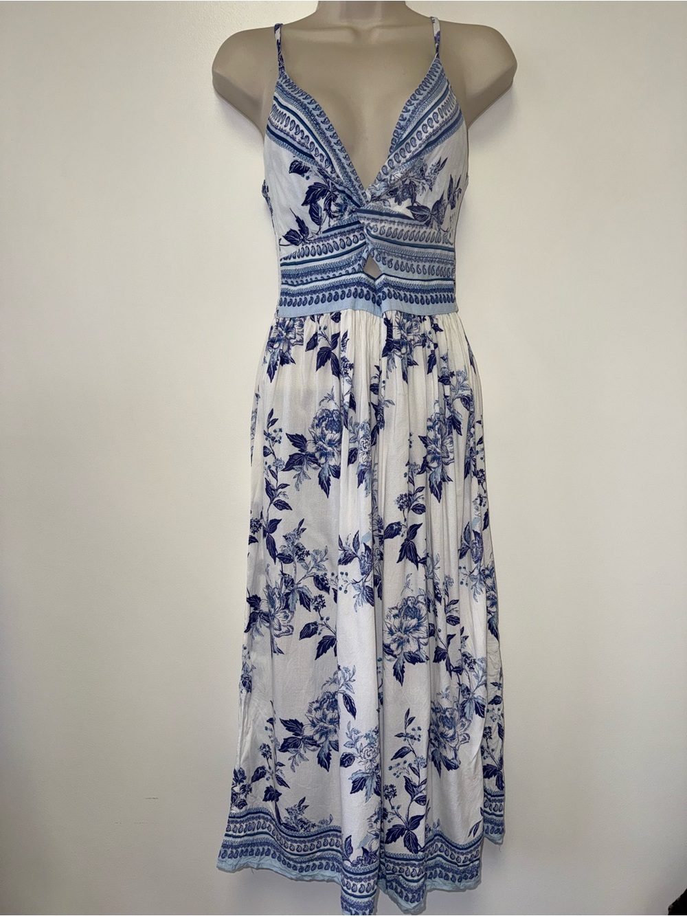 Angie (Small) Blue & White Floral Maxi Dress